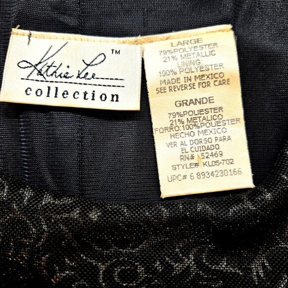 Kathy Lee Women's Dress Large L Black  Sleeves Lace Misses Size12 14 - Picture 3 of 5